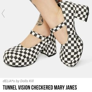 Dolls kill Tunnel Vision Checkered Mary Janes